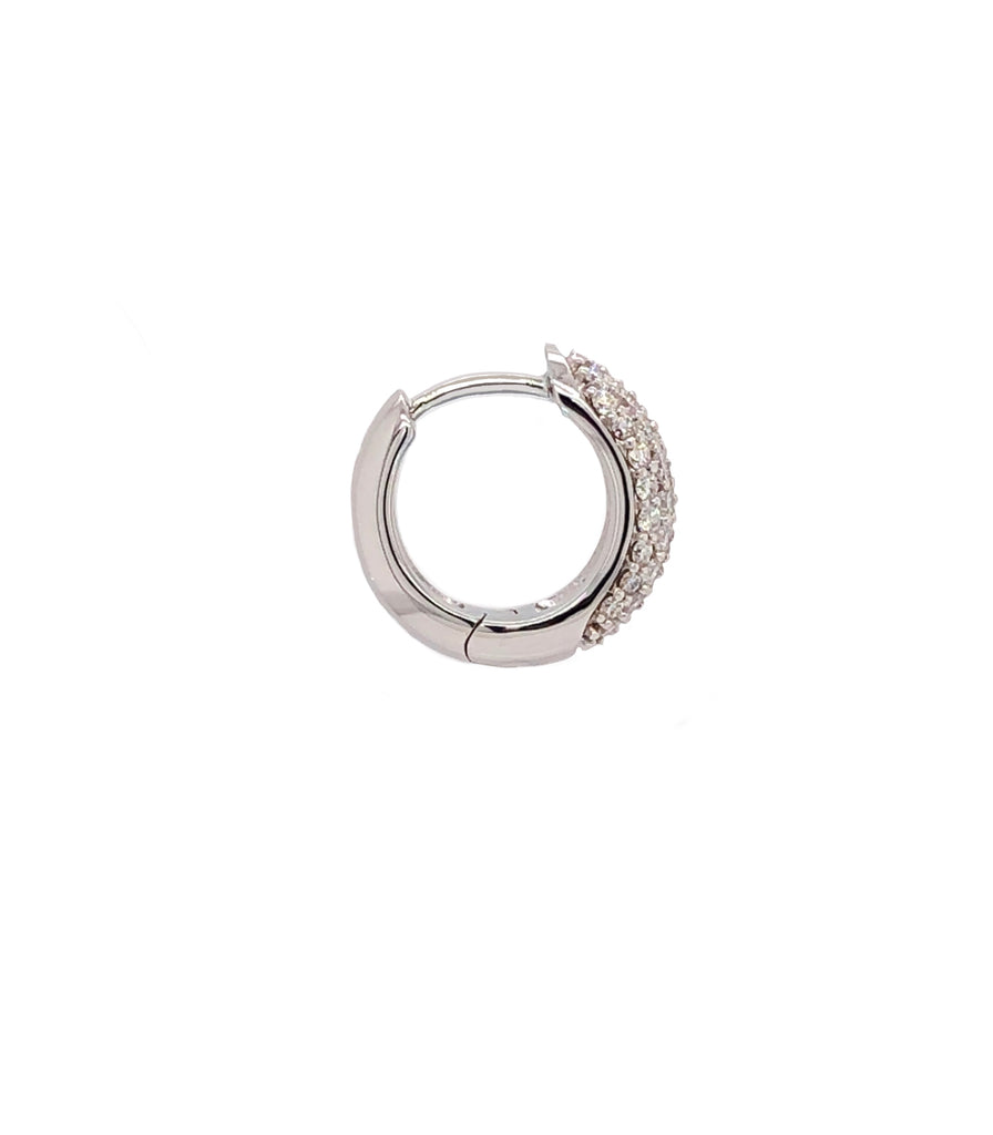 Memoire White Gold 5 Row 88 Round Brilliant Diamond .80 ctw Pave Huggies Earring | Blacy's Fine Jewelers