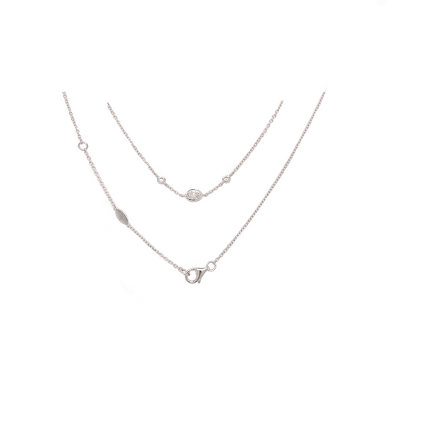18K White Gold Diamonds By The Yard 24 Round and Oval Brilliant Diamonds 2.27 Carats Total Weight 32 Inches long | Blacy's Fine Jewelers