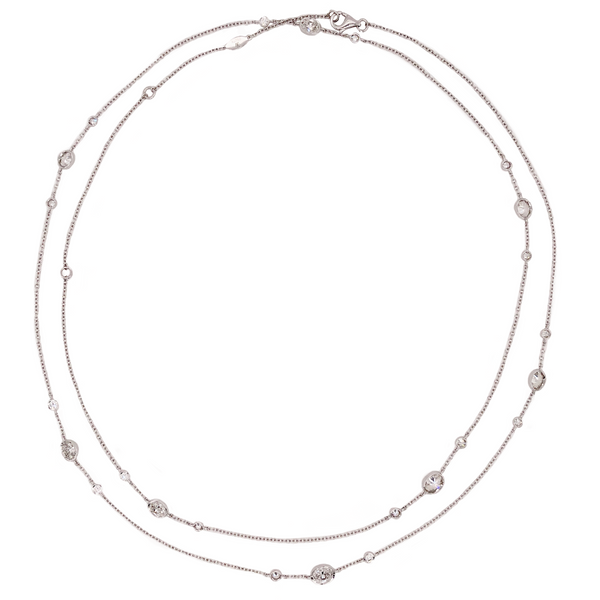 18K White Gold Diamonds By The Yard 24 Round and Oval Brilliant Diamonds 2.27 Carats Total Weight 32 Inches long | Blacy's Fine Jewelers