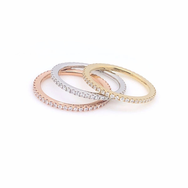 18K Yellow Gold Memoire Stackable Eternity Band 49 Diamonds Equals .29 ctw | Blacy's Vault