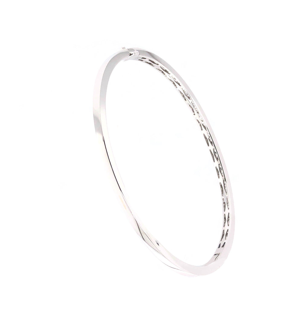 Memoire 18K White Gold Milgrain Hinge Bangle 46 Round Brilliant Diamonds equals .76 ctw | Blacy's Fine Jewelers, Memoire