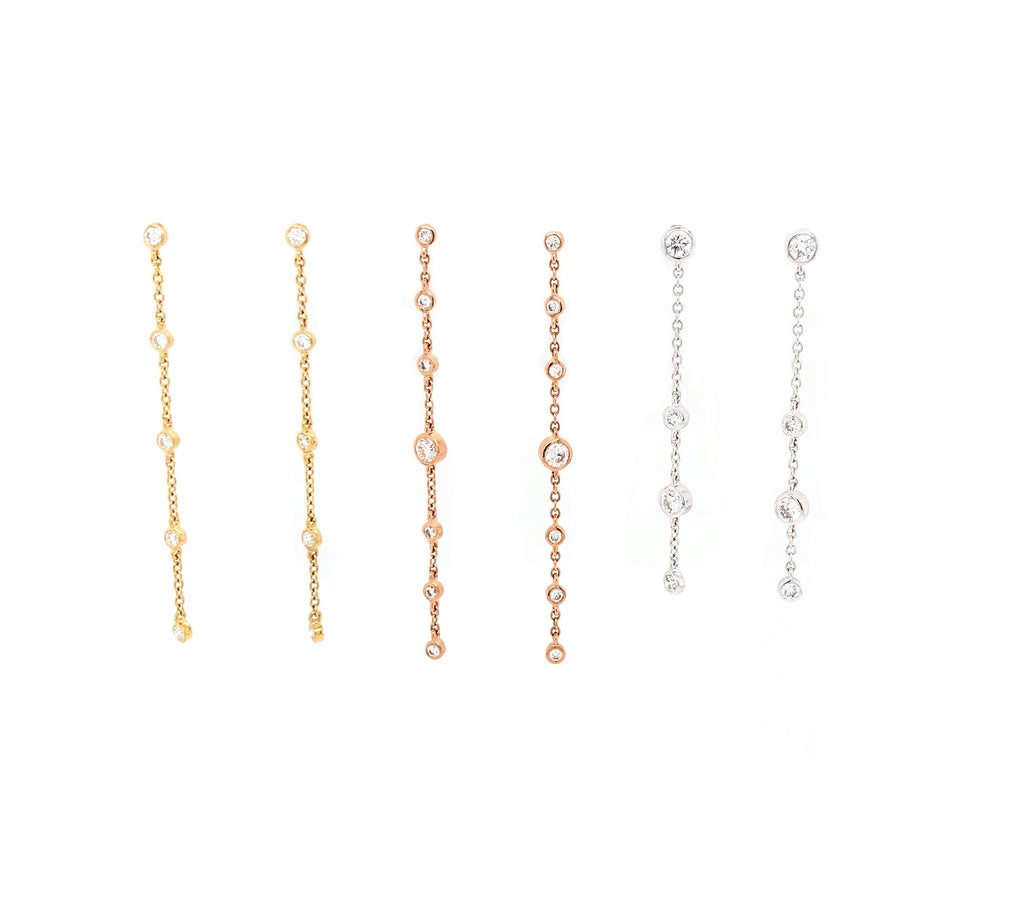 Memoire 18K White Gold Cascade Drop Pierced Post Earrings 8 Diamonds equals .48 ctw 40mm Long | Blacy's Fine Jewelers, Memoire