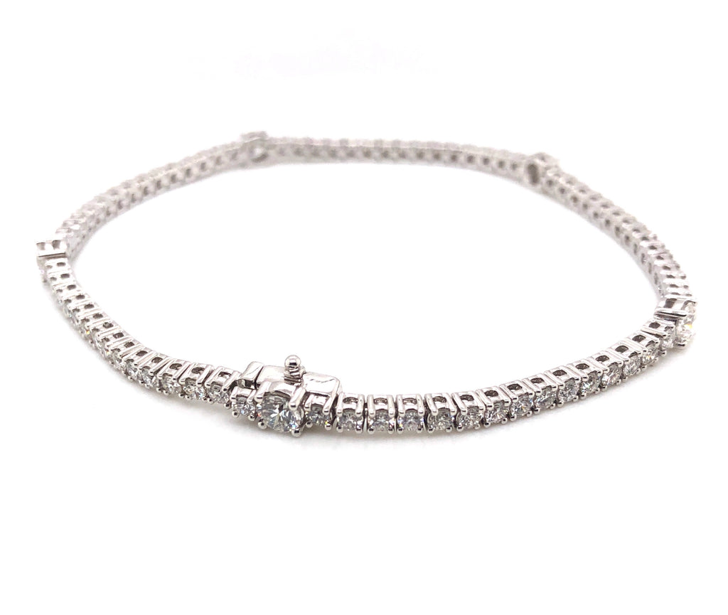 Memoire 18K White Gold Tennis Diamond 2.74ctw Bracelet | Blacy's Vault