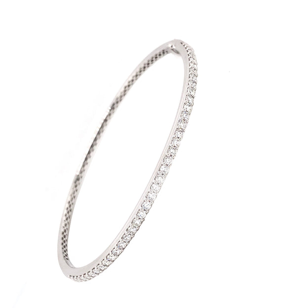 Memoire 18K White Gold Bangle 40 Diamonds Equals 1.07 ctw Bangle Diameter Measures 2.5 Inches | Blacy's Fine Jewelers, Memoire