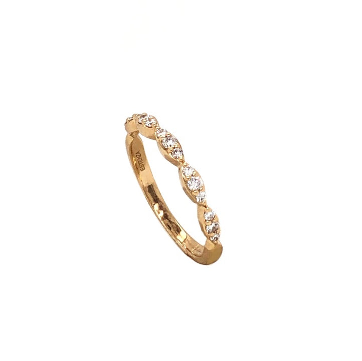 triple diamond marquis stackable band round brilliant cut diamonds 14k yellow gold