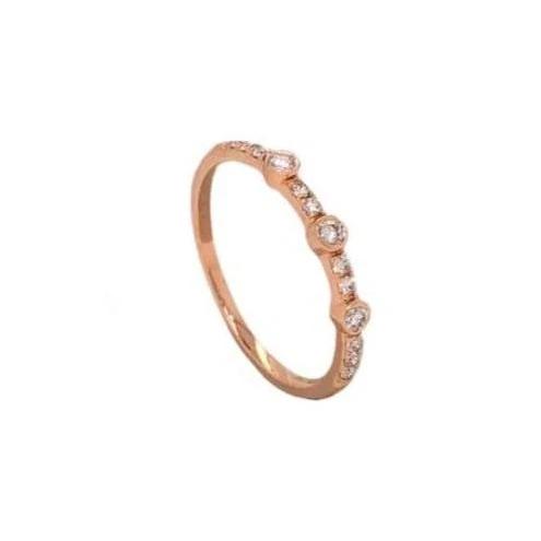 large and small round brilliant cut diamonds 0.20 ctw bezel set band 14k rose gold