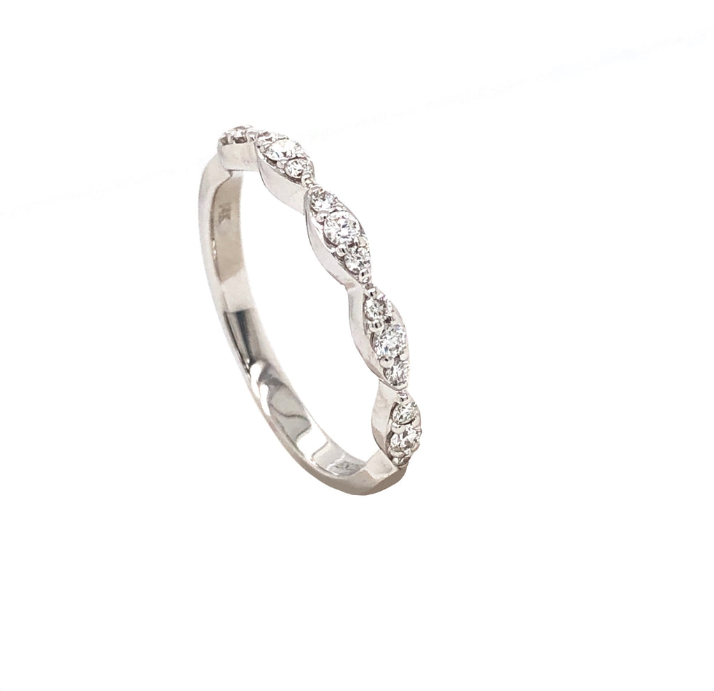triple diamond marquis stackable band 15 round brilliant cut diamonds 14k white gold