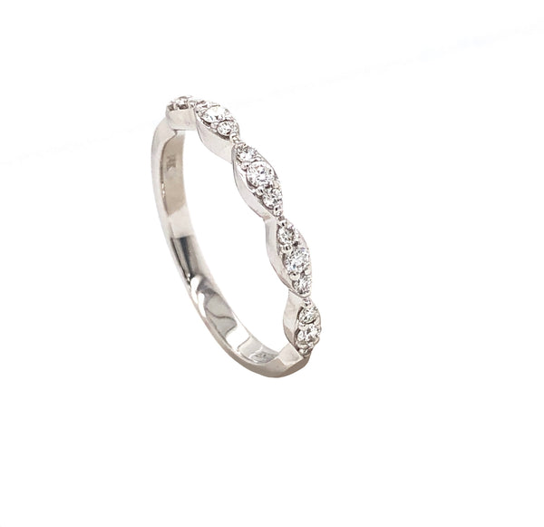 triple diamond marquis stackable band 15 round brilliant cut diamonds 14k white gold