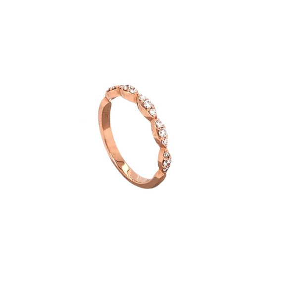 triple diamond marquis stackable band 15 round brilliant diamonds 14k rose gold