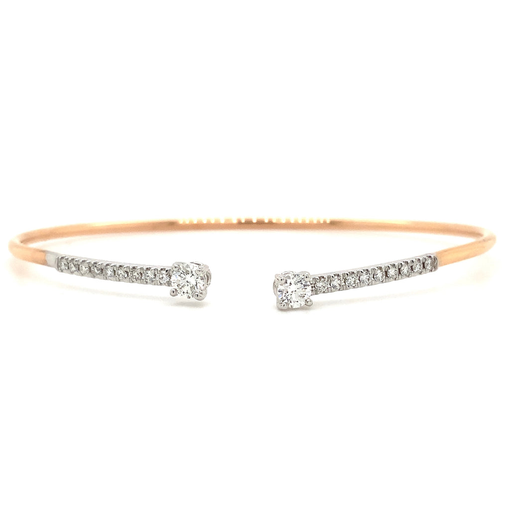 A Link Diamond Flexible Cuff Brilliant Cut Diamonds 0.48 ctw 18K White and Rose Gold - Image 1 of 6