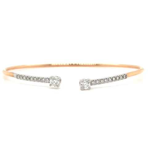 A Link Diamond Flexible Cuff Brilliant Cut Diamonds 0.48 ctw 18K White and Rose Gold - Image 1 of 6