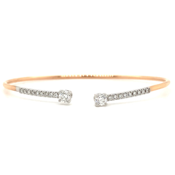 A Link Diamond Flexible Cuff Brilliant Cut Diamonds 0.48 ctw 18K White and Rose Gold - Image 1 of 6