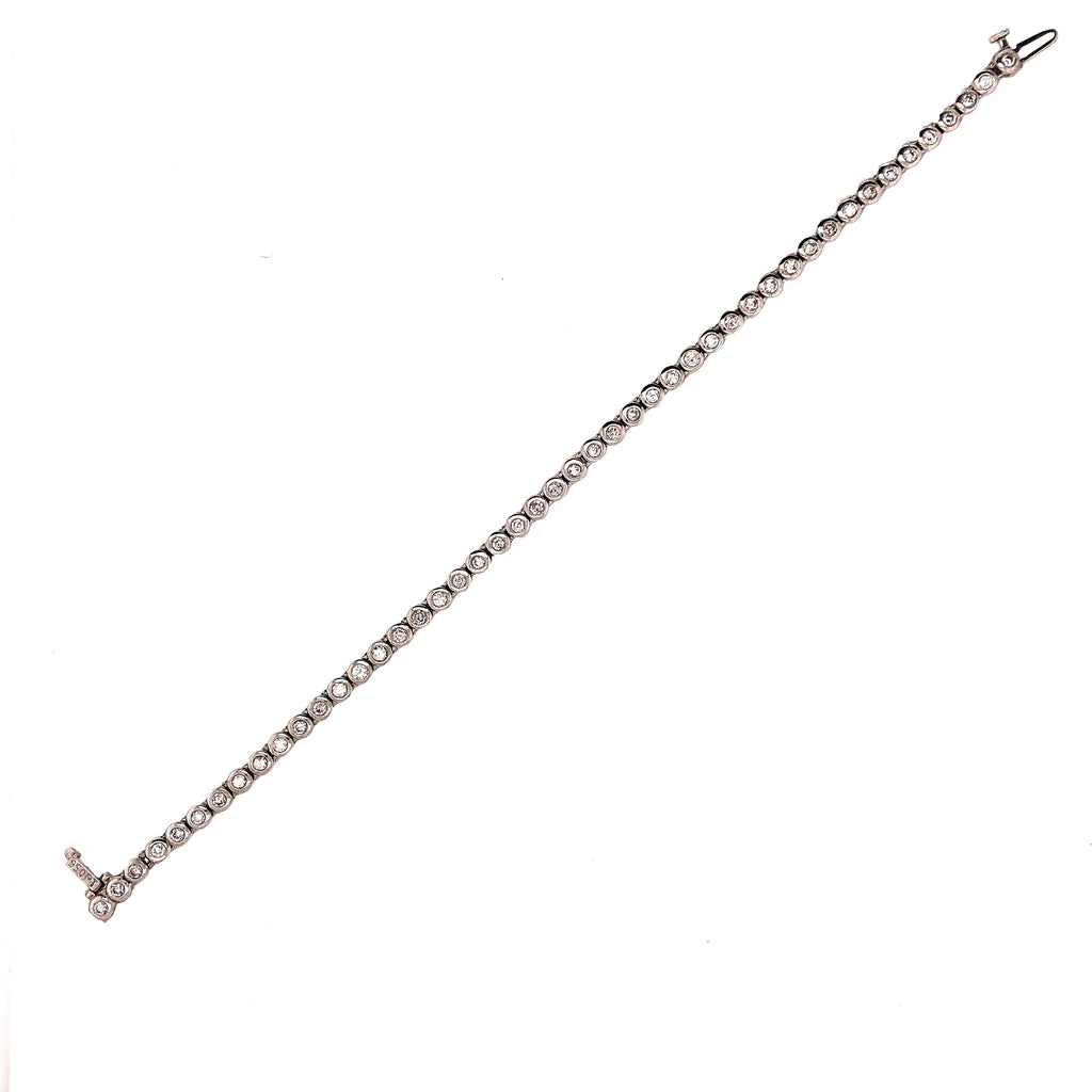 platinum bezel set round 2 carat t.w. brilliant cut diamond tennis bracelet