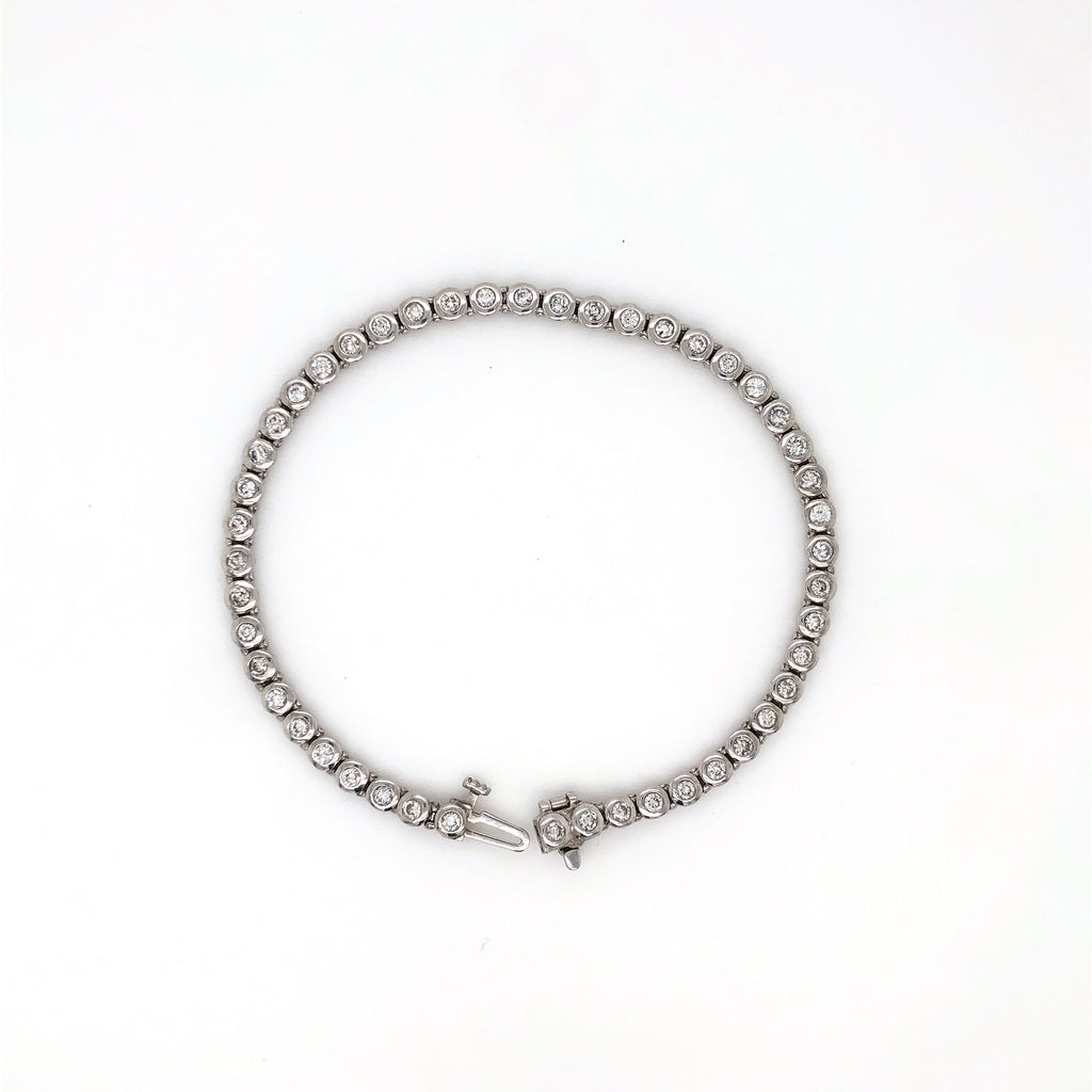 platinum bezel set round 2 carat t.w. brilliant cut diamond tennis bracelet
