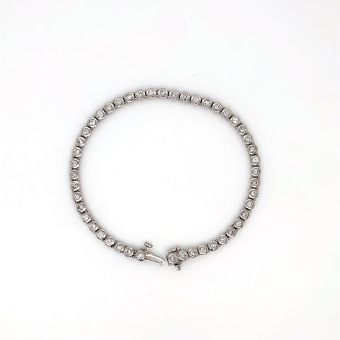 platinum bezel set round 2 carat t.w. brilliant cut diamond tennis bracelet