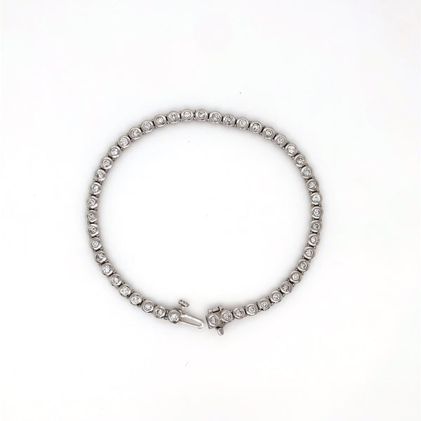 platinum bezel set round 2 carat t.w. brilliant cut diamond tennis bracelet