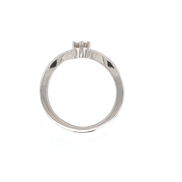 diamond promise ring reverse tapered fluted shank in platinum 0.12 cts brilliant cut
