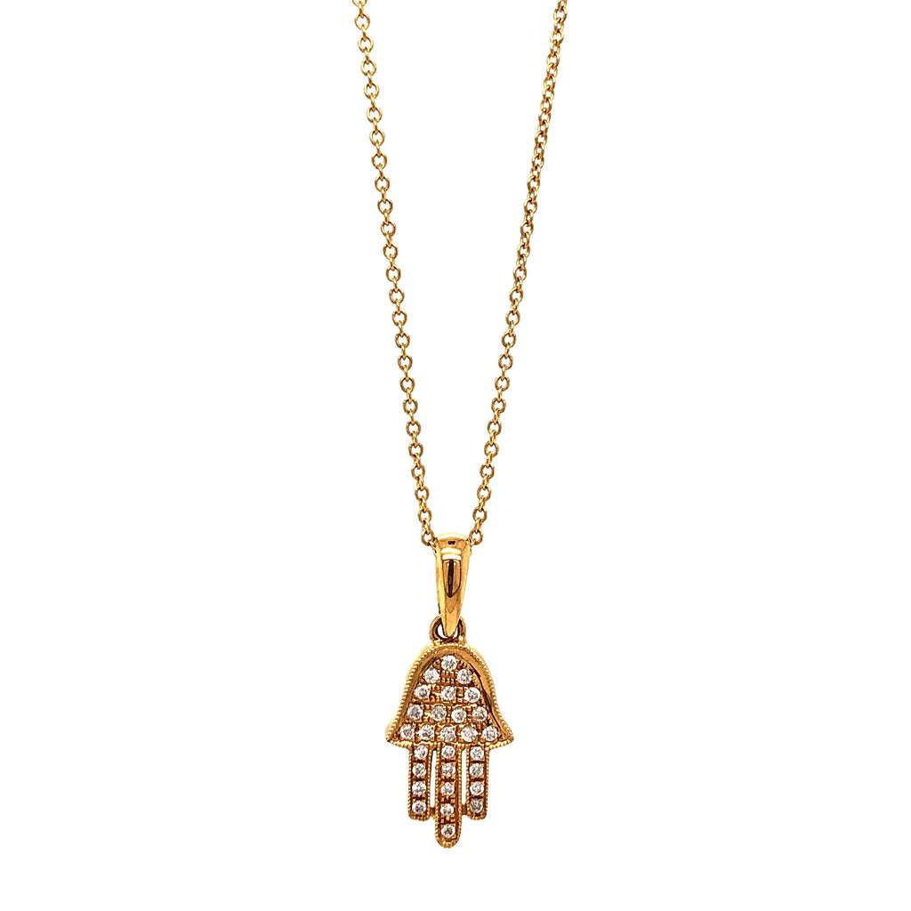 diamond hamsa hand pendant 0.12 ctw 18k yellow gold
