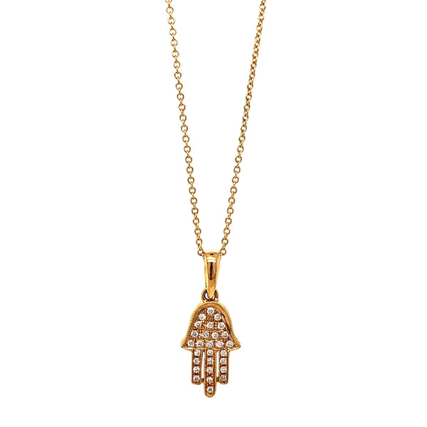 diamond hamsa hand pendant 0.12 ctw 18k yellow gold