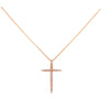 thin pointed bezel set diamond cross 0.36 ctw 14k rose gold