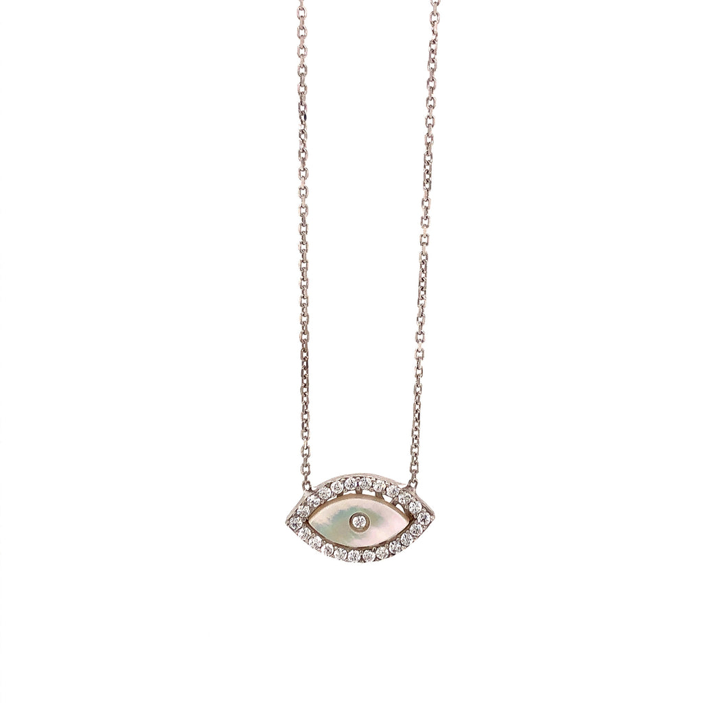 evil eye mother of pearl cz pendant