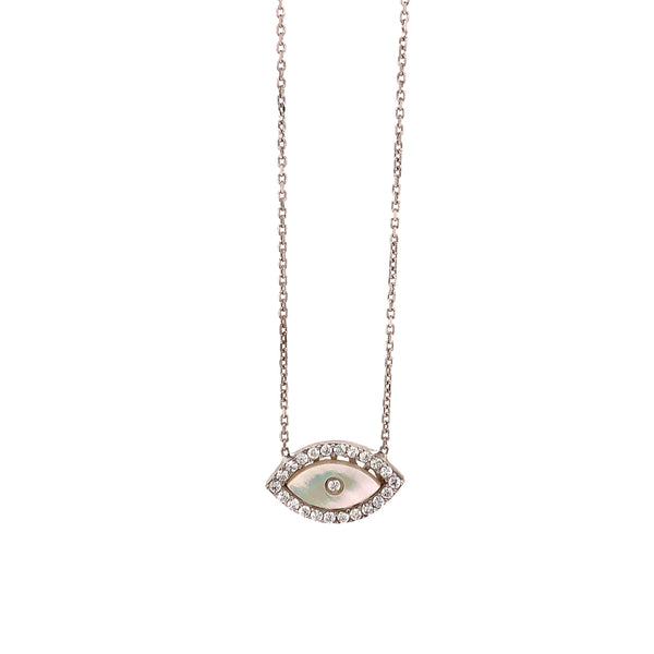 evil eye mother of pearl cz pendant