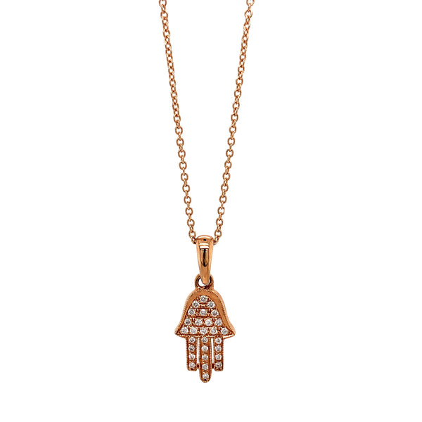 diamond hamsa hand pendant 0.12 ctw 18k rose gold
