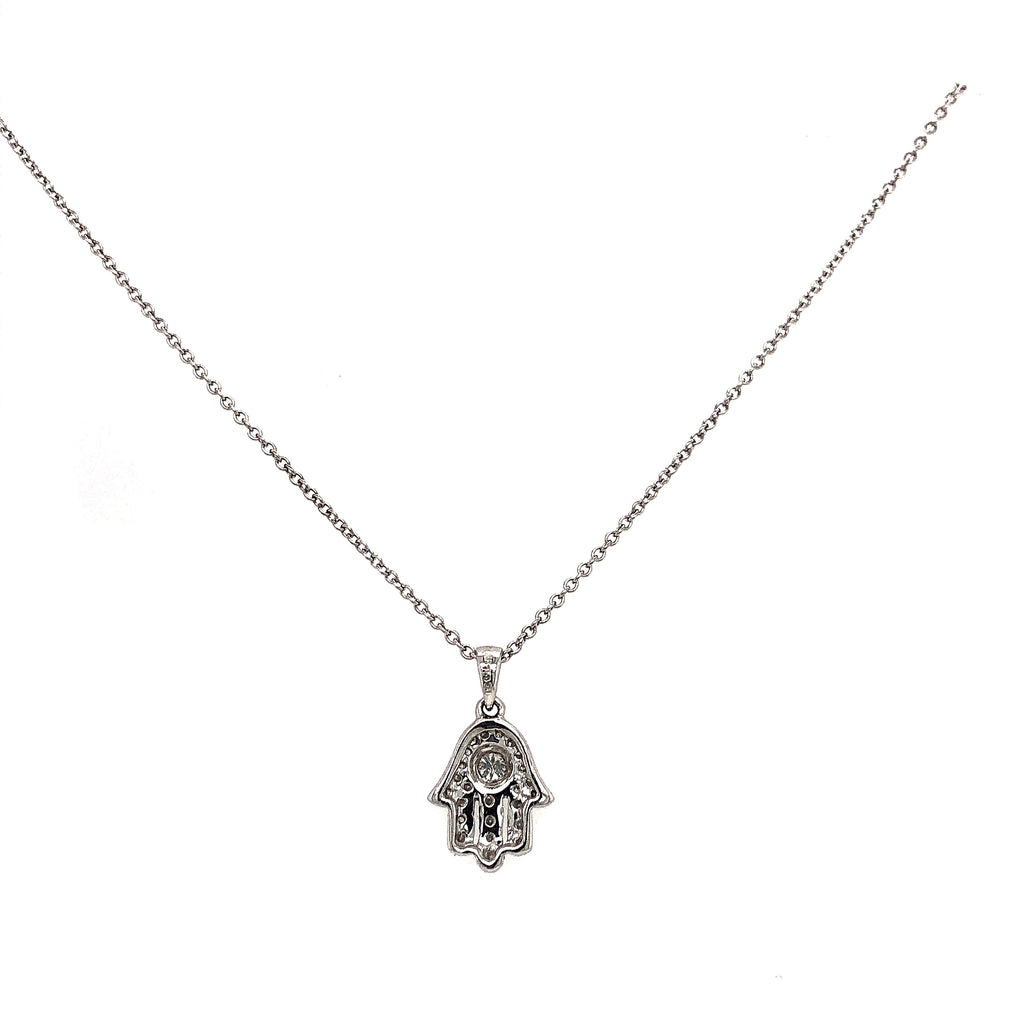 diamond hamsa hand w/ large center diamond ctw 0.20 ctw 18k white gold