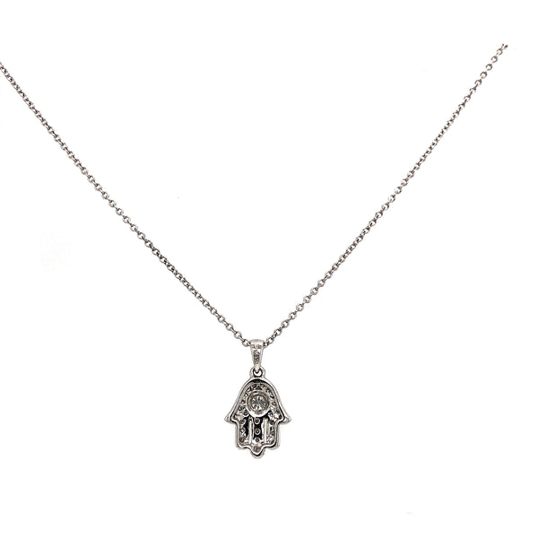 diamond hamsa hand w/ large center diamond ctw 0.20 ctw 18k white gold