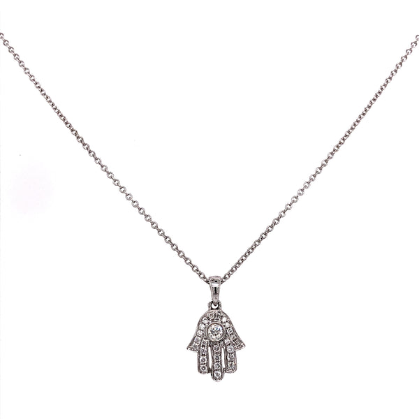 diamond hamsa hand w/ large center diamond ctw 0.20 ctw 18k white gold