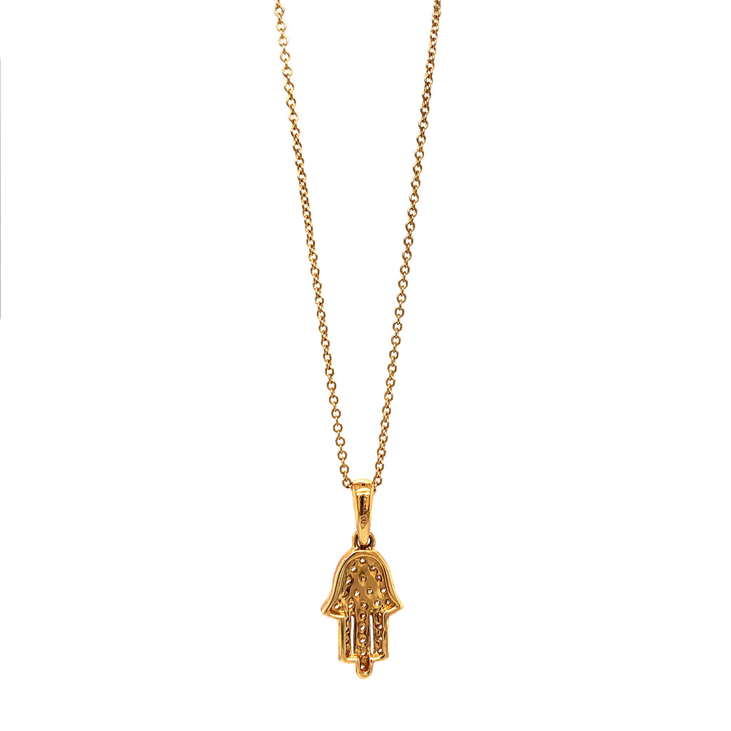diamond hamsa hand pendant 0.12 ctw 18k yellow gold