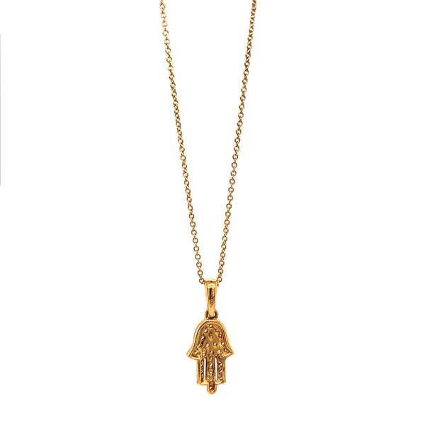 diamond hamsa hand pendant 0.12 ctw 18k yellow gold