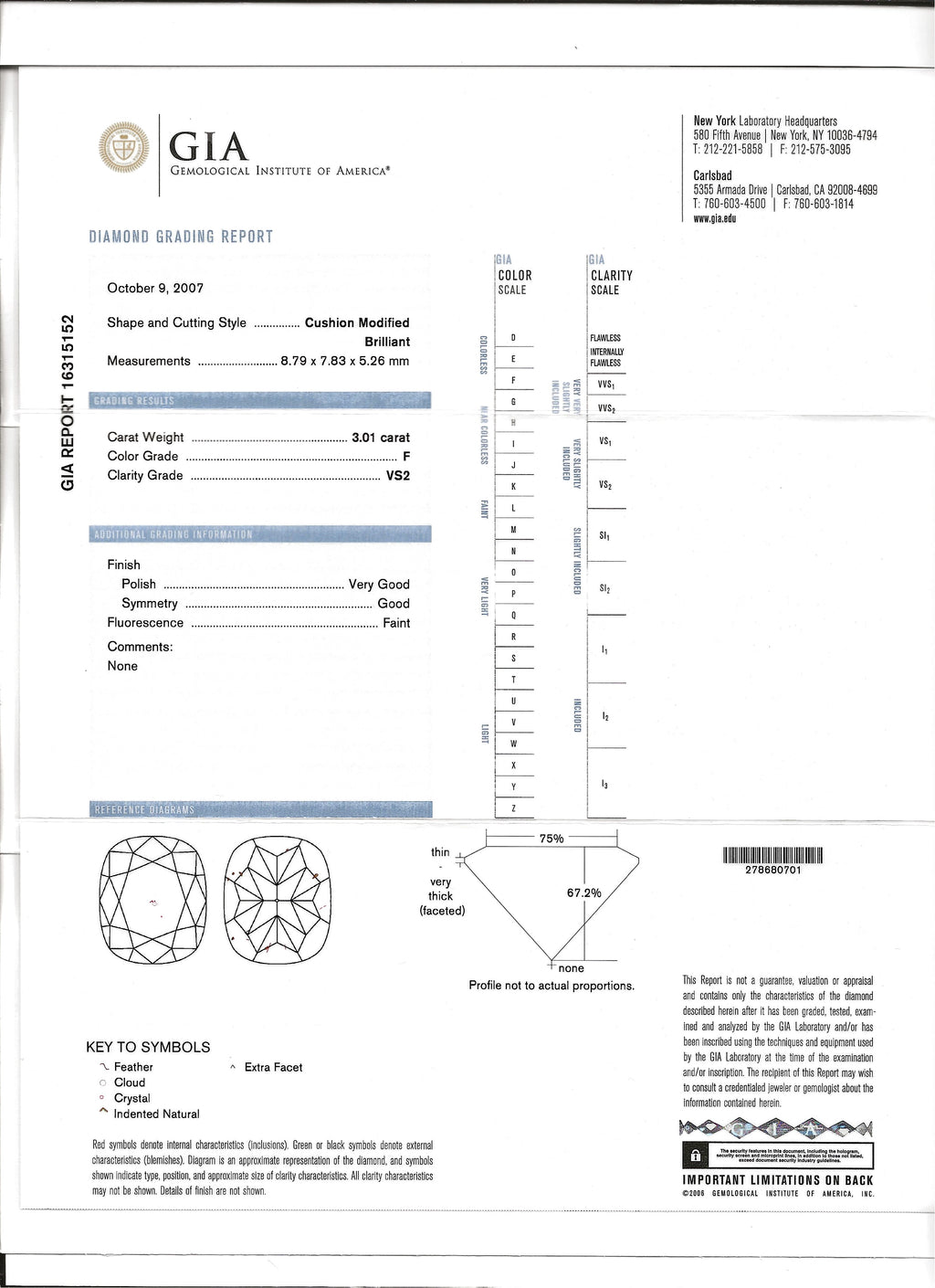 Three Carat Cushion Shaped Diamond Ring GIA Certified set in 18 kt White Gold - Image 2 of 6
