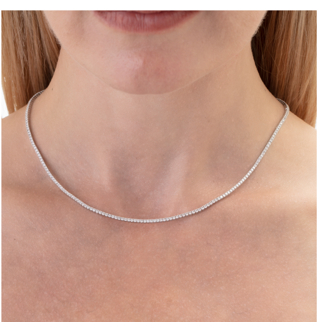 Memoire Collection Uniform 4 Prong Line 8.28 ct Diamond Necklace set in 18K White Gold - Image 3 of 5