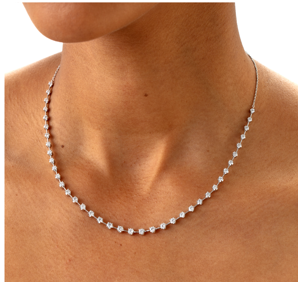 Memoire Collection Diamond 1.98 cts Station Necklace Set in 18K White Gold - Image 3 of 6