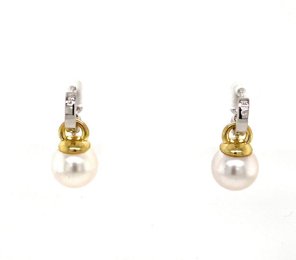 south sea white drop pearl with diamond heggie earrings