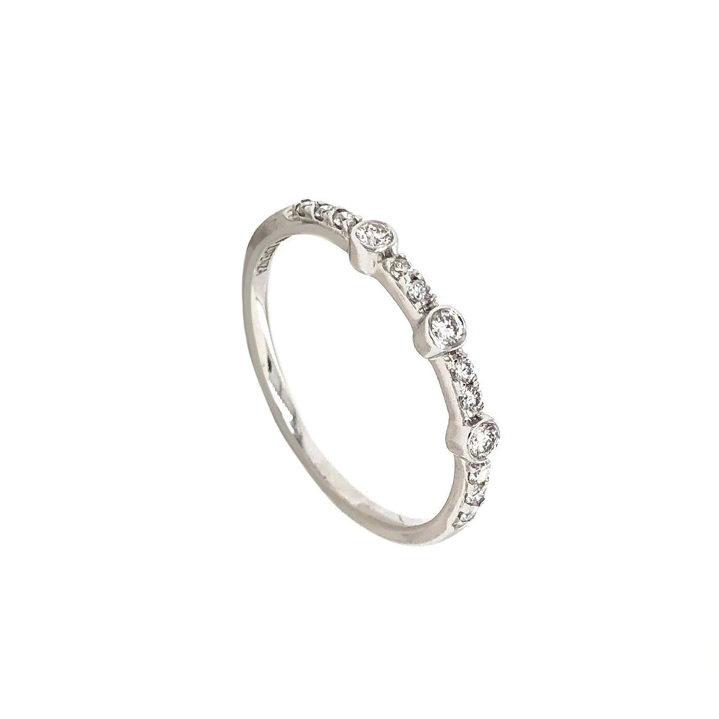 large and small round brilliant diamonds 0.20 ctw stackable band 14k white gold