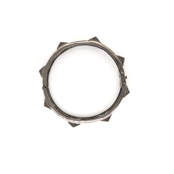 grey diamond triangle studded bangle bracelet with 9.00 ctw pavée set in oxidized sterling silver.