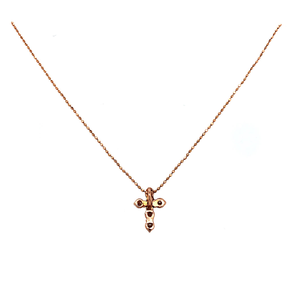 diamond cross pendant made on 14k rose gold 6 round brilliant diamonds 0.36ctw