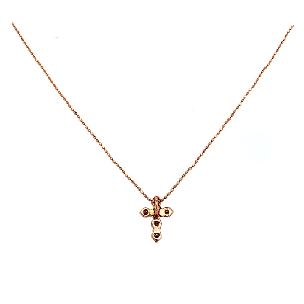 diamond cross pendant made on 14k rose gold 6 round brilliant diamonds 0.36ctw