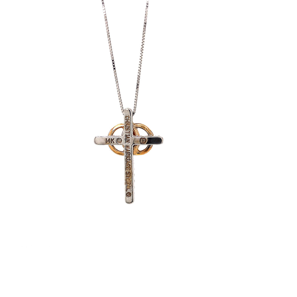 Diamond Cross Pendant 15 Round Brilliant Diamonds  0.28ctw Diamond  2 tone 14K Gold - Image 2 of 3