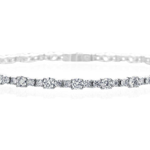 A. Link Diamond Lattice Tennis Bracelet 18K White Gold, 3 Stone Link Design | Blacy's Fine Jewelers
