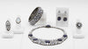 cabochon moonstones with halo bezel set diamonds oxidized silver ring