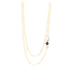 white cultured freshwater pearl necklace with black diamonds paved bead sterling silver