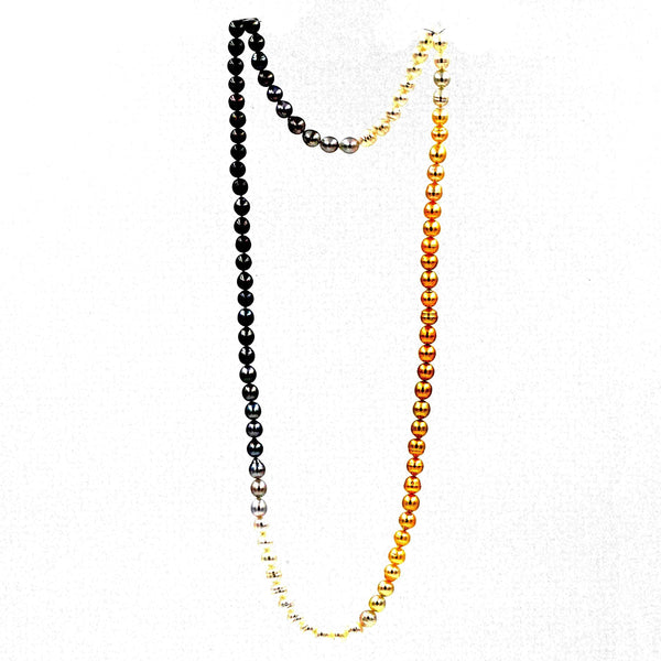asba collection natural ombre white, gold, grey, and black south sea pearl strand 36"