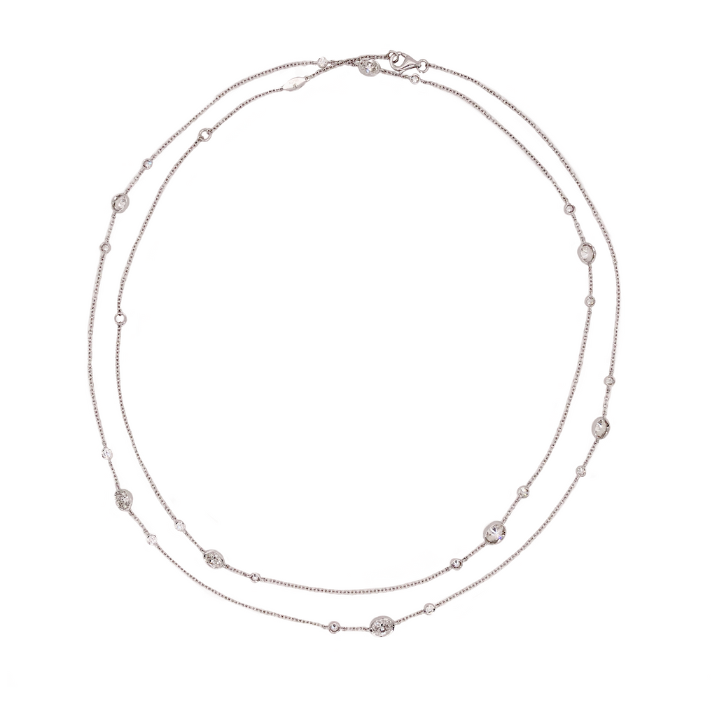 Memoire Diamonds By The Yard Necklace Oval and Round Diamond Chain 2.27 ctw 18K W/G - Image 4 of 4