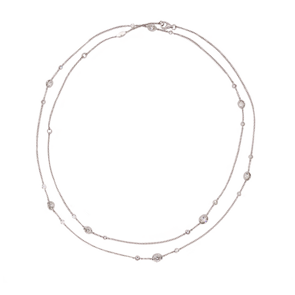 Memoire Diamonds By The Yard Necklace Oval and Round Diamond Chain 2.27 ctw 18K W/G - Image 4 of 4