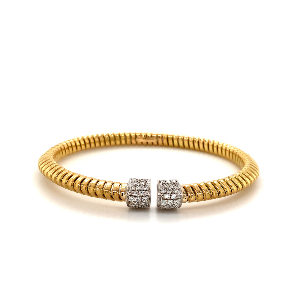 Afarin Collection Tubogas Diamond Cuff Bangle Bracelet in 18K Yellow and White Gold. - Image 2 of 3