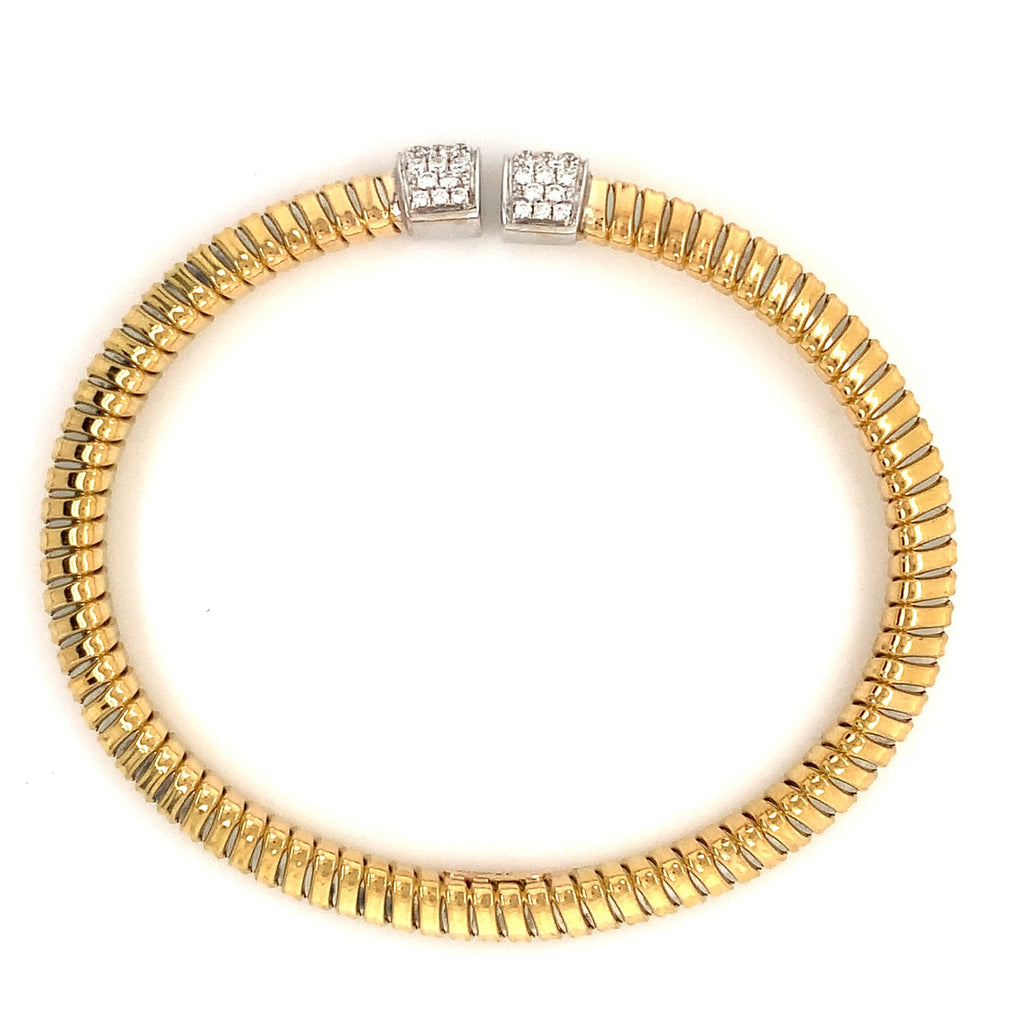 Afarin Collection Tubogas Diamond Cuff Bangle Bracelet in 18K Yellow and White Gold. - Image 3 of 3