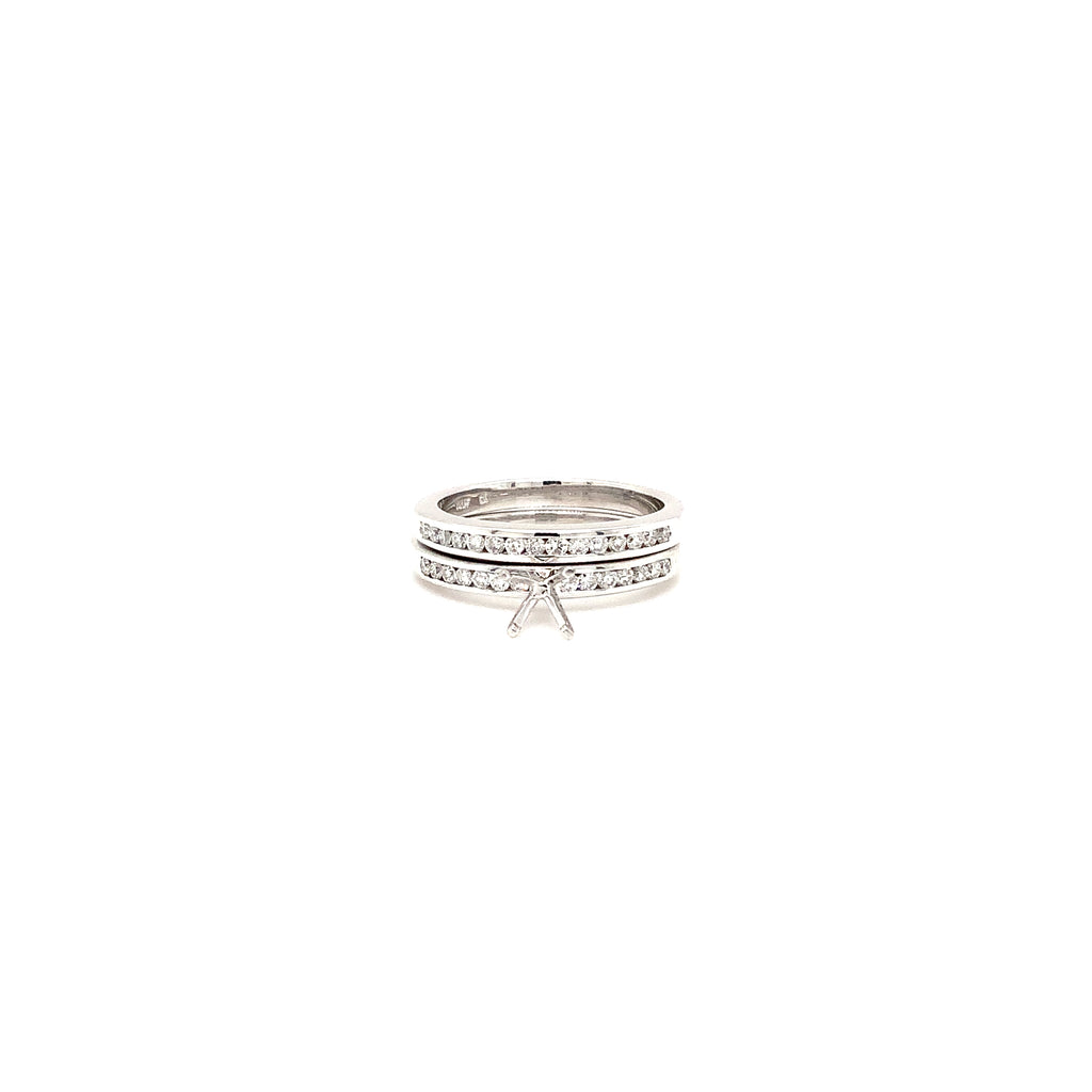 diamond channel wedding set semi mounting 14k white gold